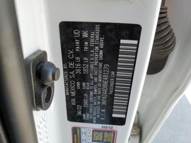 3KPA24AD8NE481279 KIA RIO LX