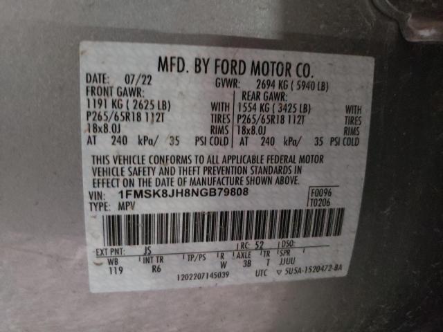 2022 FORD EXPLORER T 1FMSK8JH8NGB79808