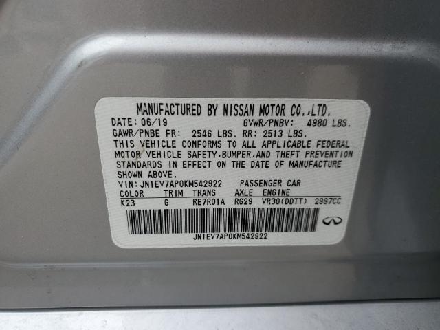 JN1EV7AP0KM542922 Infiniti Q50 LUXE