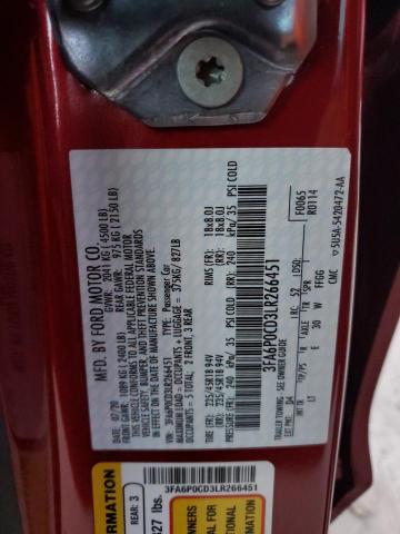 3FA6P0CD3LR266451 Ford FUSION SEL
