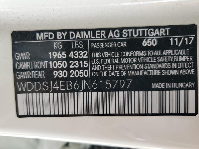 WDDSJ4EB6JN615797 Mercedes-Benz CLA 250