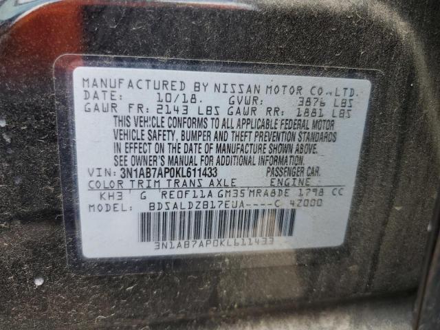 3N1AB7AP0KL611433 Nissan Sentra S 12