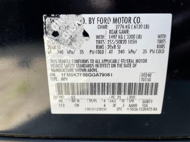 1FM5K7F88GGA79081 Ford Explorer Limited