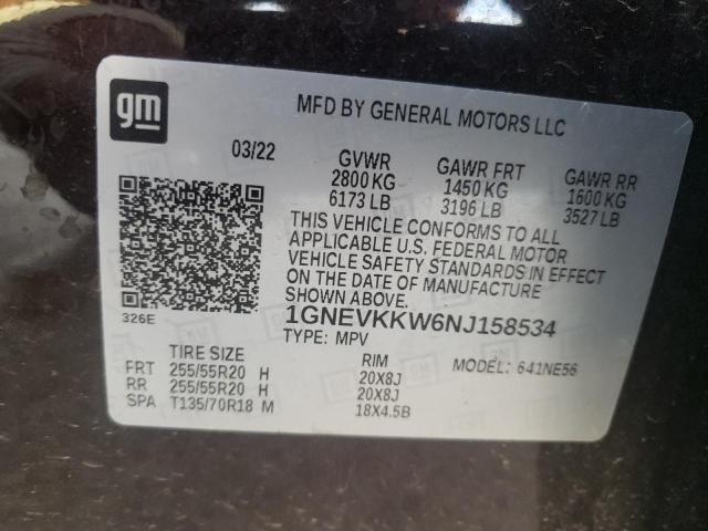 1GNEVKKW6NJ158534 Chevrolet Traverse P 10