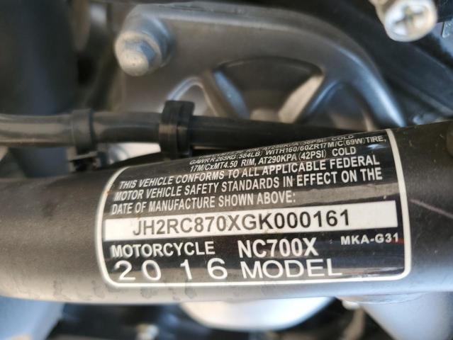 2016 HONDA NC700X JH2RC870XGK000161