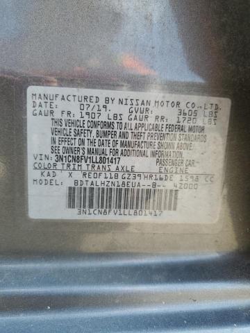 3N1CN8FV1LL801417 Nissan Versa SR 12