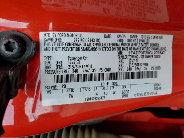 1FADP3F29GL207847 Ford FOCUS SE