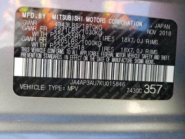 JA4AP3AU7KU015846 Mitsubishi Outlander Sport Es