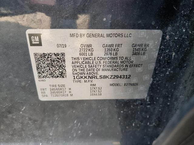 1GKKNRLS8KZ294312 GMC ACADIA SLE