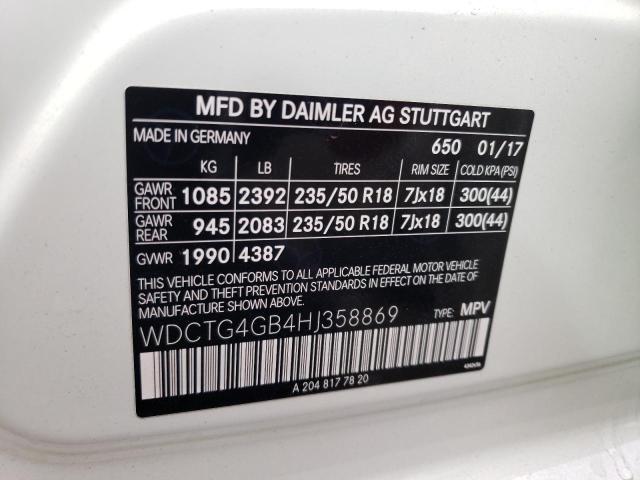 WDCTG4GB4HJ358869 Mercedes-Benz Gla 250 4matic