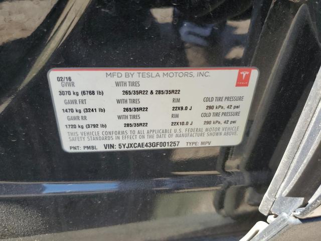 5YJXCAE43GF001257 Tesla MODEL X