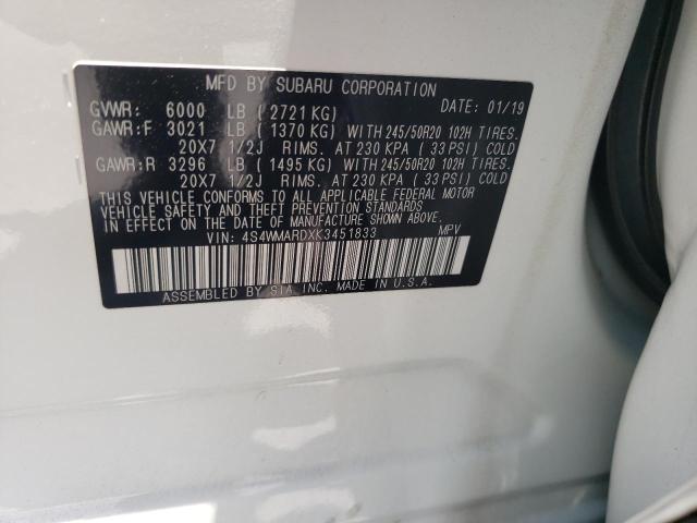 4S4WMARDXK3451833 Subaru Ascent Touring