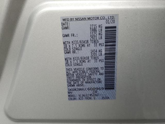 5N1DR2BNXLC600969 Nissan Pathfinder Sv