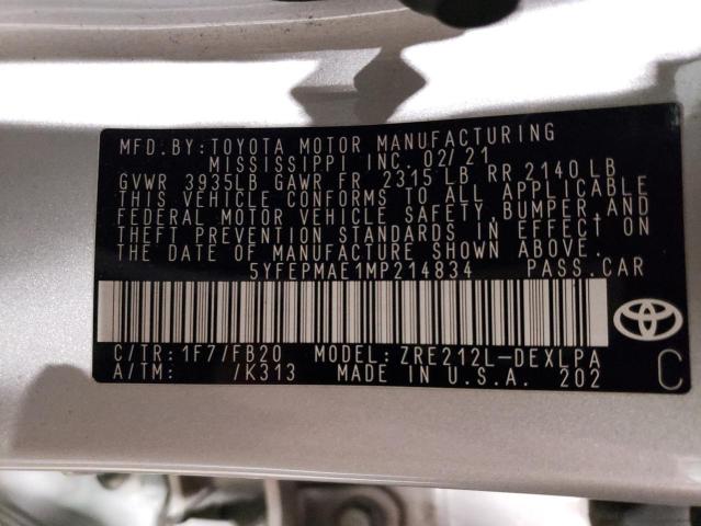 2021 TOYOTA COROLLA LE - 5YFEPMAE1MP214834