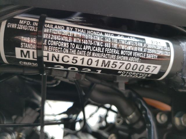 2021 HONDA CBR300 R MLHNC5101M5700057