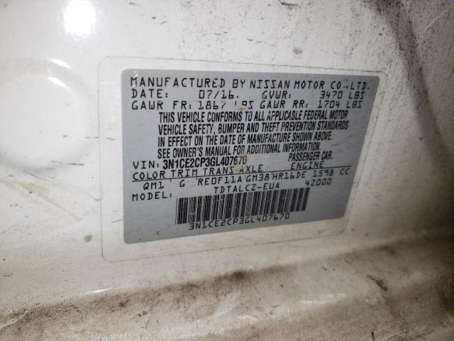 3N1CE2CP3GL407670 Nissan Versa Note S
