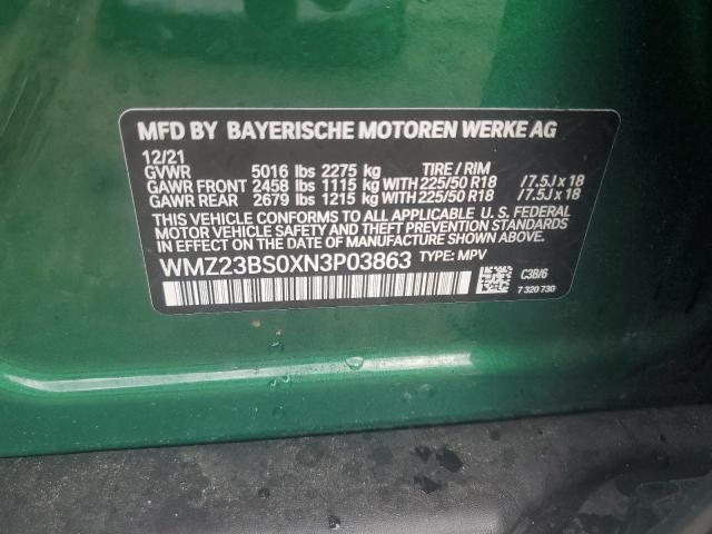 2022 MINI COOPER S E WMZ23BS0XN3P03863