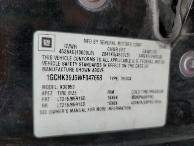 1998 Chevrolet Gmt-400 K3500 VIN: 1GCHK39J5WF047668 Lot: 55043033