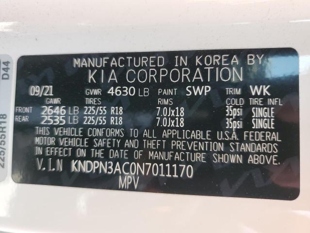 KNDPN3AC0N7011170 KIA Sportage Ex
