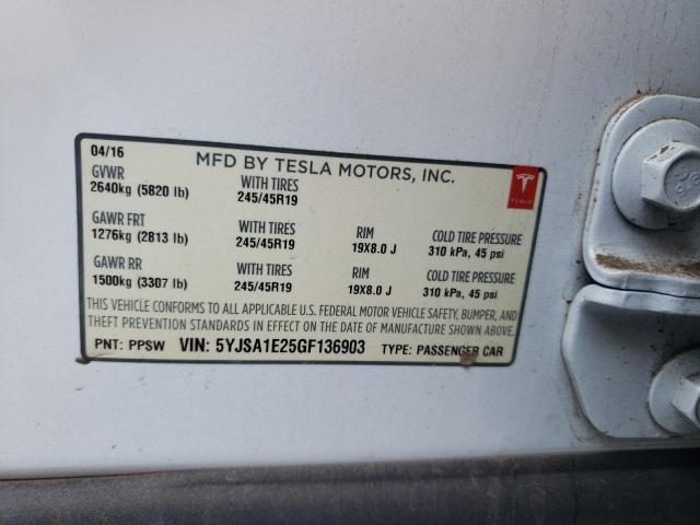5YJSA1E25GF136903 Tesla MODEL S