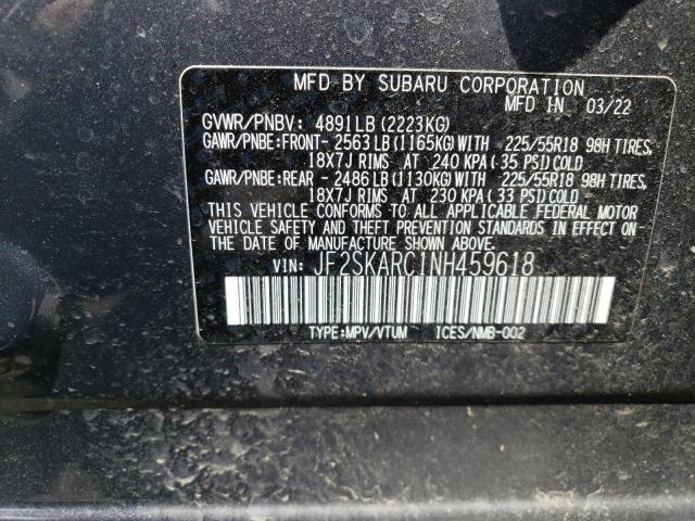 JF2SKARC1NH459618 Subaru Forester Touring