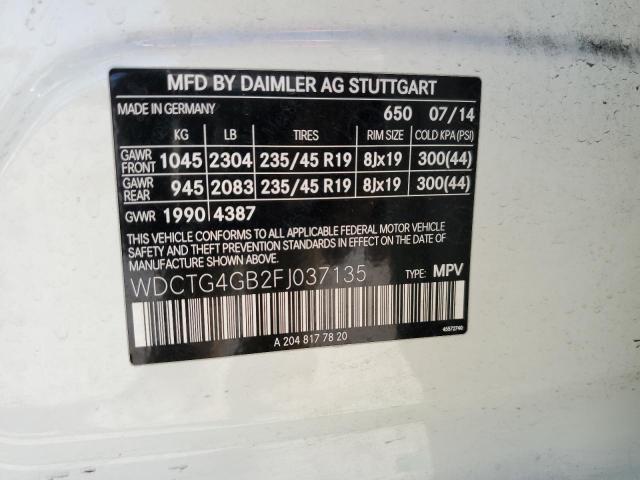 WDCTG4GB2FJ037135 Mercedes-Benz Gla 250 4matic
