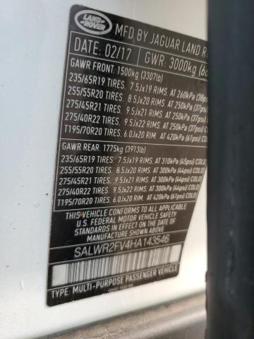 VIN SALWR2FV4HA143546 2017 Land Rover Range Rover, Hse no.13