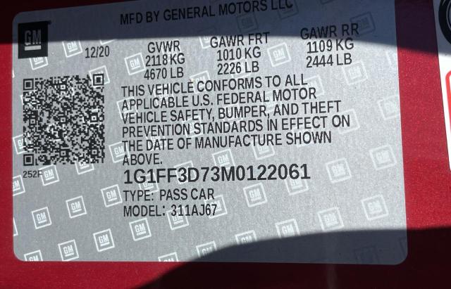 2021 CHEVROLET CAMARO LZ - 1G1FF3D73M0122061