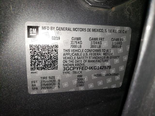 3GCPYFED4KG142579 Chevrolet Silverado K1500 Lt Trail Boss