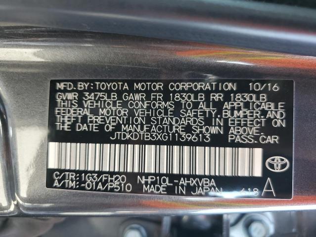 JTDKDTB3XG1139613 Toyota PRIUS C