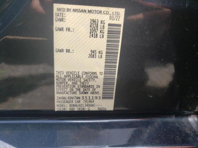 1N4BL4DV7NN351193 Nissan ALTIMA SV