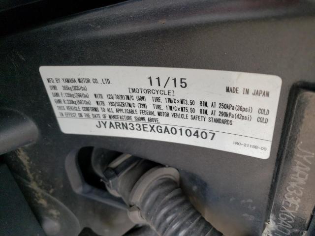 2016 YAMAHA FZ09 JYARN33EXGA010407