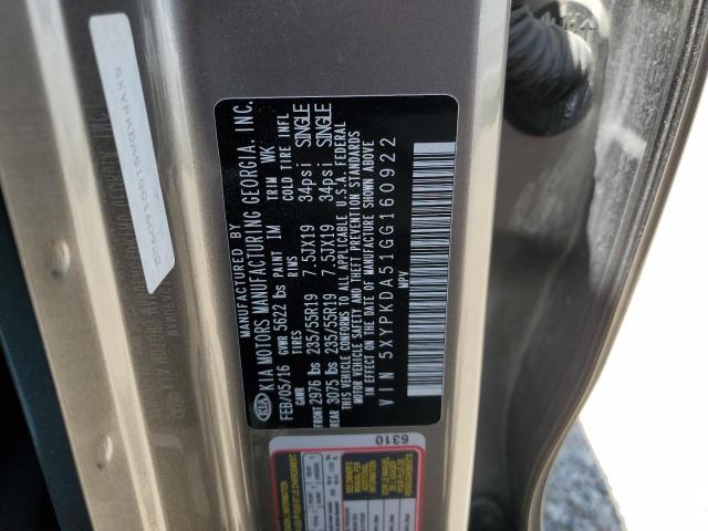 5XYPKDA51GG160922 KIA SORENTO SX