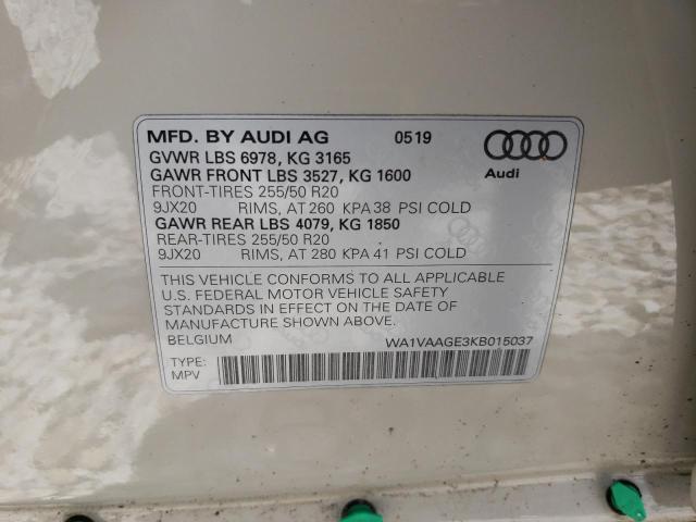 2019 AUDI E-TRON PRE - WA1VAAGE3KB015037