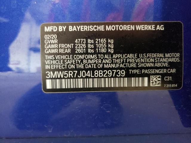 2020 BMW 330XI - 3MW5R7J04L8B29739