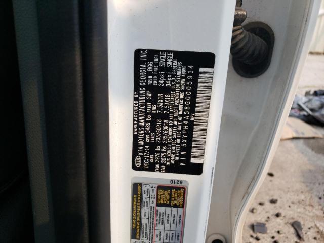 5XYPH4A58GG005914 KIA SORENTO EX