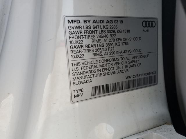 2019 AUDI Q8 PRESTIG WA1CVBF11KD034173