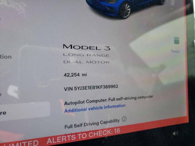 Tesla MODEL 3 2019 5YJ3E1EB1KF389962 Image 9