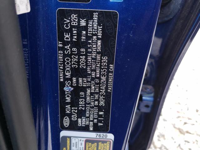 3KPF34AD2ME351936 KIA Forte Gt Line