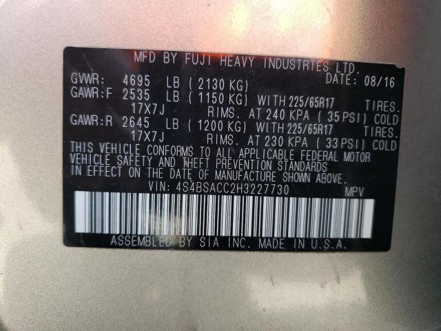 4S4BSACC2H3227730 Subaru Outback 2.5i Premium