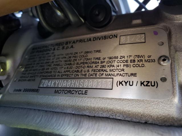 2022 APRILIA RSV4 1100 ZD4KYUA0XNS000353