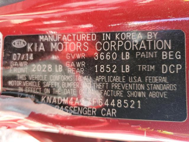 KNADM4A37F6448521 KIA RIO LX