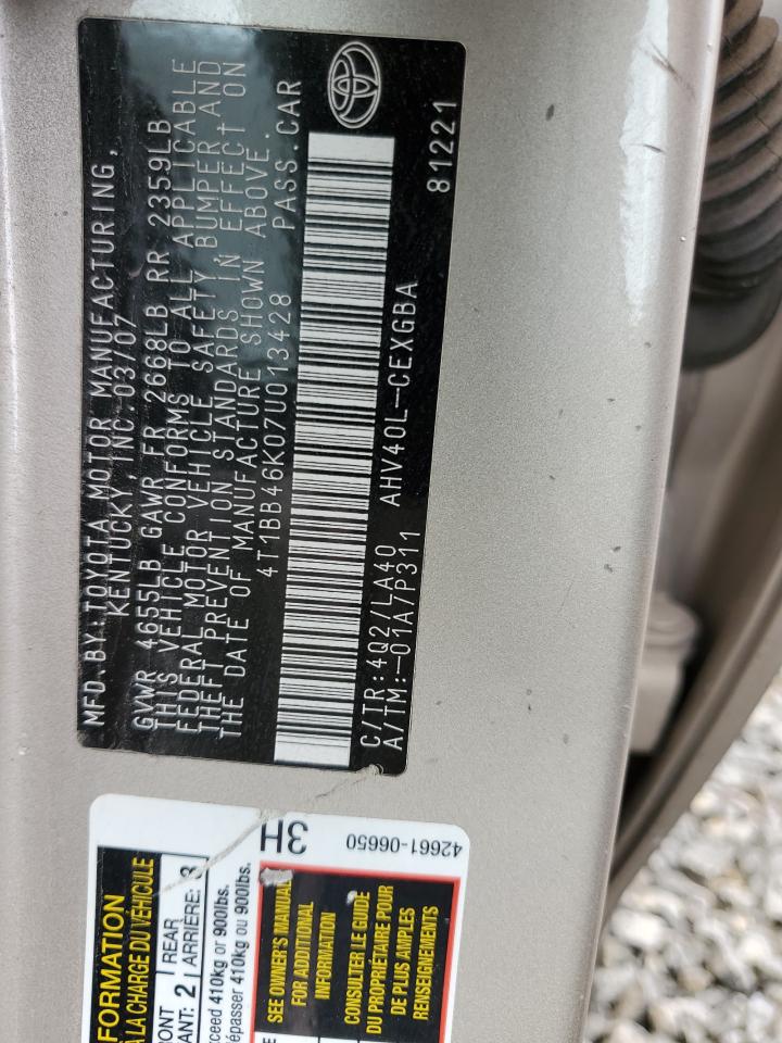 4T1BB46K07U013428 2007 Toyota Camry Hybrid