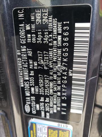 5XYPG4A37KG536631 KIA SORENTO L