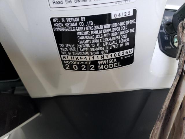 2022 HONDA WW150 A RLHKF4711NY100260