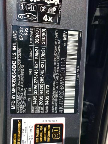 2023 MERCEDES-BENZ EQS SUV 45 - 4JGDM2DB9PA001113