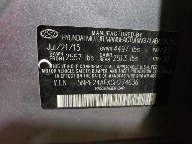5NPE24AFXGH274636 Hyundai SONATA SE