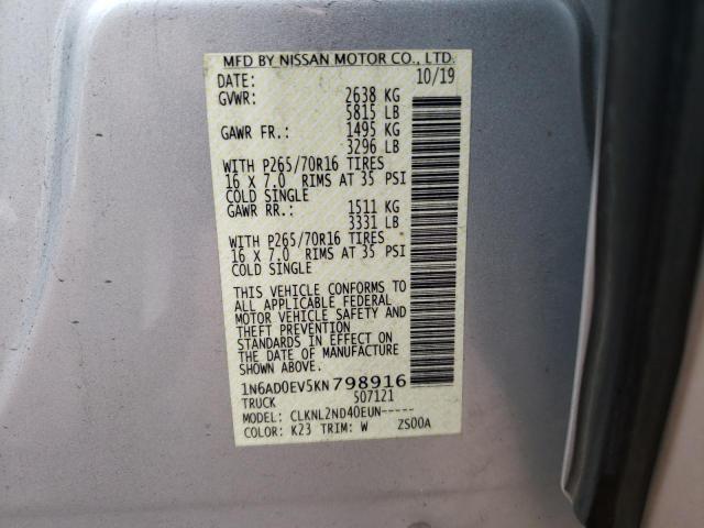 1N6AD0EV5KN798916 Nissan FRONTIER S