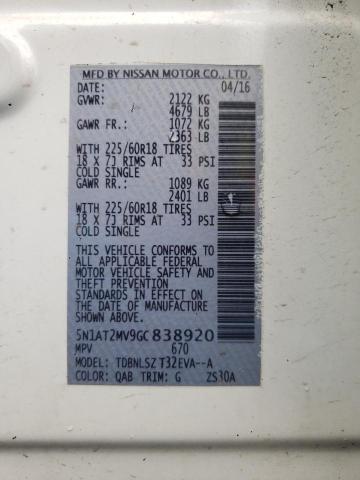5N1AT2MV9GC838920 Nissan ROGUE S