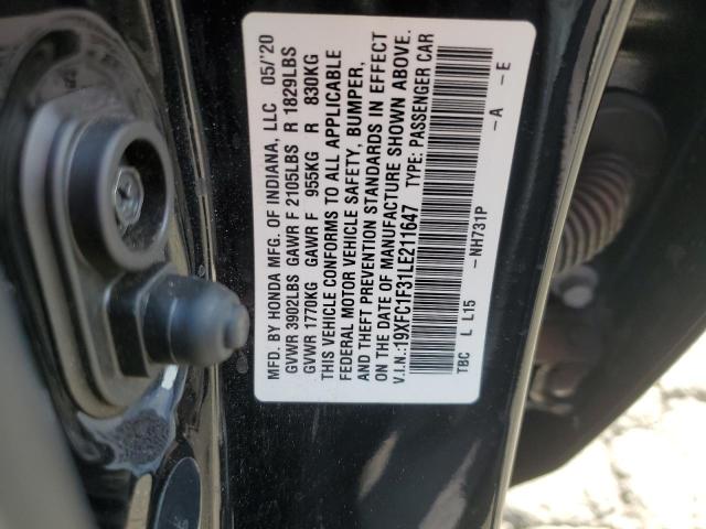 2020 HONDA CIVIC 4D E 19XFC1F31LE211647